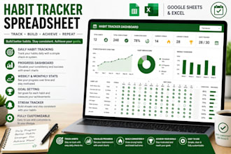design habit tracker spreadsheet daily progress tracker goal tracker spreadsheet
