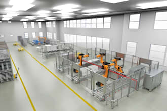 redesign 3d factory layout, warehouse plan, workshop facility and industrial