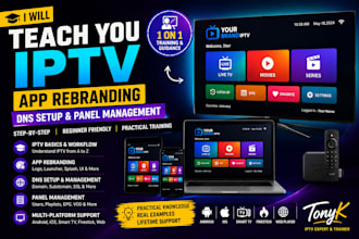 teach you iptv app rebranding, dns setup and panel management