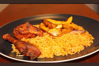 cook jollof rice with plantain