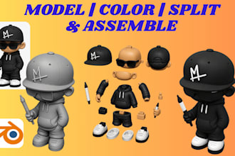 add color and split 3d models, convert 2d to 3d stl to 3mf for printing