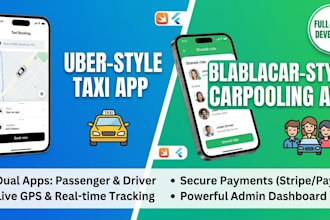 design and develop a carpooling app, ridesharing app, taxi booking app