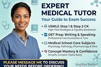 tutor you for usmle step 1 step 2 oet and medical school