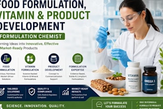 food formulation, vitamin and product development  formulation chemist