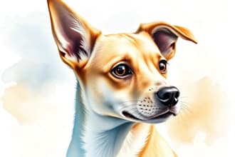draw pet portrait illustration watercolor style