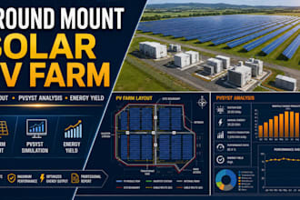 design ground mount solar pv farm layout and pvsyst analysis