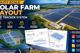 design utility scale solar farm layout and tracker system