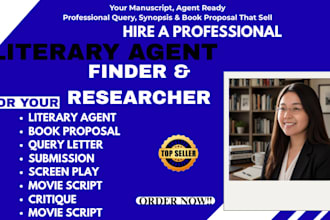 write a query letter, book synopsis, book proposal screenplay for literary agent
