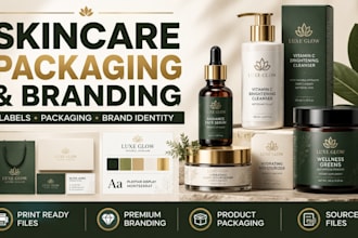 design skincare packaging cosmetic wellness products label branding identity kit