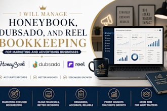 manage honeybook, dubsado, reel bookkeeping for marketing advertising businesses
