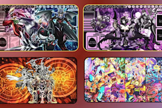 design custom tcg palymat, anime playmat, deskmat, digimon trading card game mat
