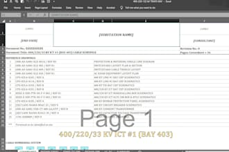 prepare cable and termination schedule for ais gis substations 11 to 765 kv