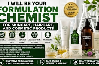 be your formulation chemist for skincare haircare, cosmetic products, pharmacist