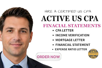 sign US CPA letter income, comfort, mortgage letter, financial verification