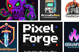 design custom retro pixel art logo for gaming brand business or nft