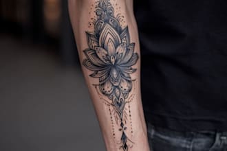 create custom birth flower one line art,,tattoo illustration