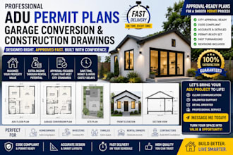 design adu permit plans garage conversion and construction drawings