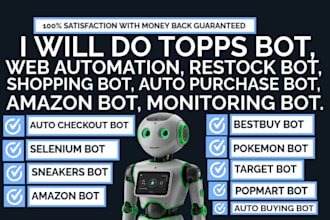 do web automation, selenium bot amazon bot, monitoring bot, restock bot, sneaker