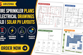 create arizona fire sprinkler plans, electrical drawings, sld, solar pv layouts