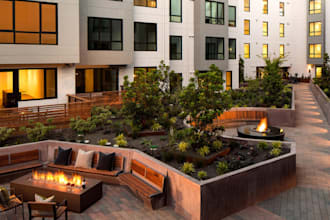 rebuild  3d mix use building landscape terrace render urban site layout