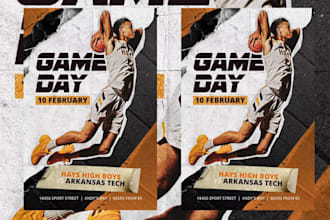 design sports flyer, game day poster and sports social media design