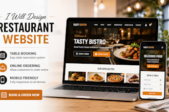 design a restaurant website with table booking and online ordering