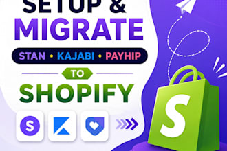 setup and migrate your stan store, kajabi, payhip to shopify store