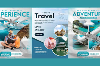 create stunning travel agency flyer, tourism and holiday poster design