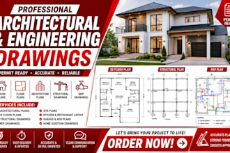draw architecture structural mep drawing for city permit