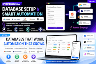 setup database with airtable, smart suite, stackby, smartsheet or notion