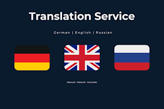translate english, russian, german manually