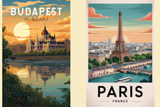 create stunning travel flyer, retro vintage, tourism and holiday poster design