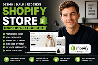 design shopify store, build shopify website redesign dropshipping store
