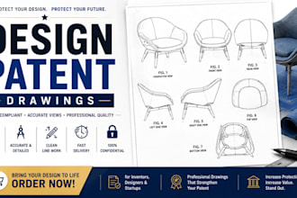 create uspto design patent drawings for products and inventions