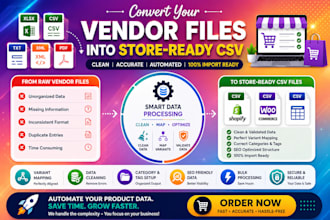 convert vendor files to shopify CSV matrixify and woocommerce format