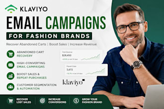 setup klaviyo campaigns for fashion brand to recover abandoned carts, boost sale