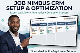 setup jobnimbus CRM, reporting, dashboard, automation tracking for construction