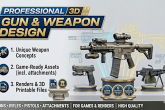 design professional 3d gun and weapon models for games and renders