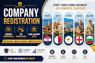 do company registration,vat,bank open in croatia,malta,cyprus,georgia,bulgaria