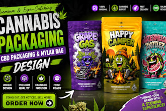 design cannabis cbd mylar bag product packaging label and weed pouch