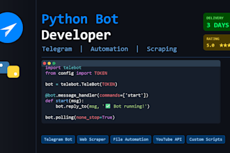 build a python automation bot or telegram bot for your business