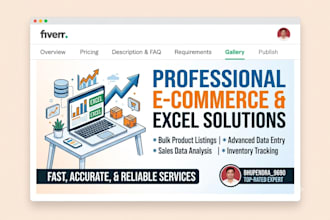 do e commerce product listing and excel data entry