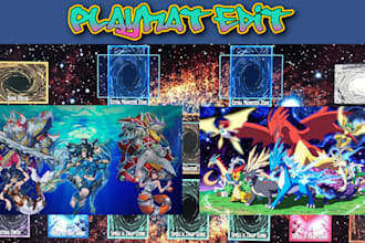 design custom tcg cards, playmats, anime card game art and templates