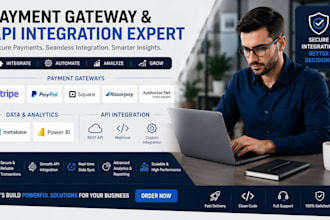 build payment gateway square razorpay authorizenet  power bi API integration