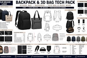 design backpack school bag 3d bag tech pack cad for manufacturing