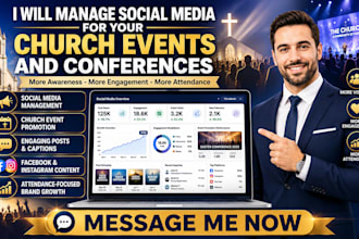 design and manage social media for faith based conferences and grow attendance