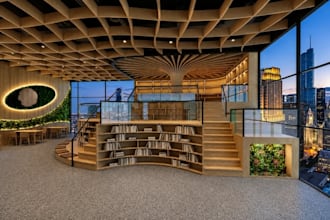 reorganize bookstore library interior,reading lounge,architecture cgi,cad layout