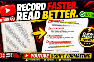 format your youtube video script for easy on camera reading