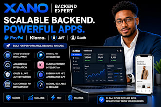 xano backend development API gateway oauth jwt nft paypal API klarna integration