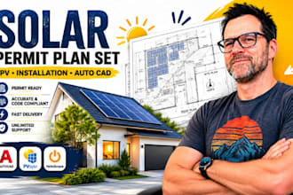 solar permit plan set, pv permit drawings, solar installation plans, autocad